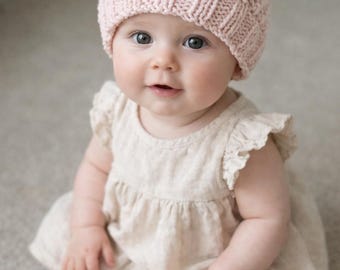Easy Knit Baby Hat Pattern – Eyelet Beanie, 0-24 Months (PDF Pattern)