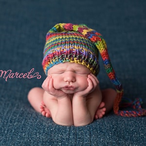 Sleeping Hat Knitting Pattern – Long Tail Hat Knit Flat – Worsted Yarn – Beginner PDF – Cozy Slouchy Beanie