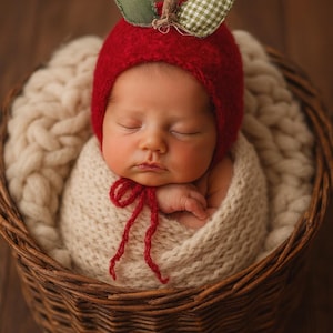 PDF New born Bonnet-Knitting PATTERN- Newborn Apple Bonnet