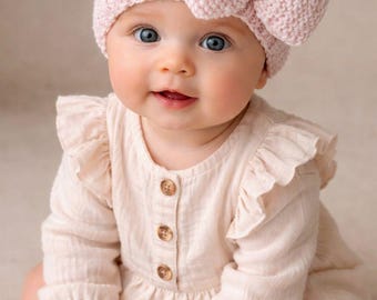 Baby Hat Knitting Pattern with Bow | Garter Stitch Beanie (PDF)