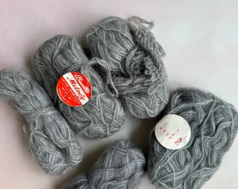 Vintage Bucilla Mohair Yarn Lot | Soft Gray Fuzzy Blend