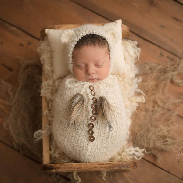 Jude Swaddling sack and bonnet pattern,Knitting pattern,Drops alpaca boucle knitting pattern