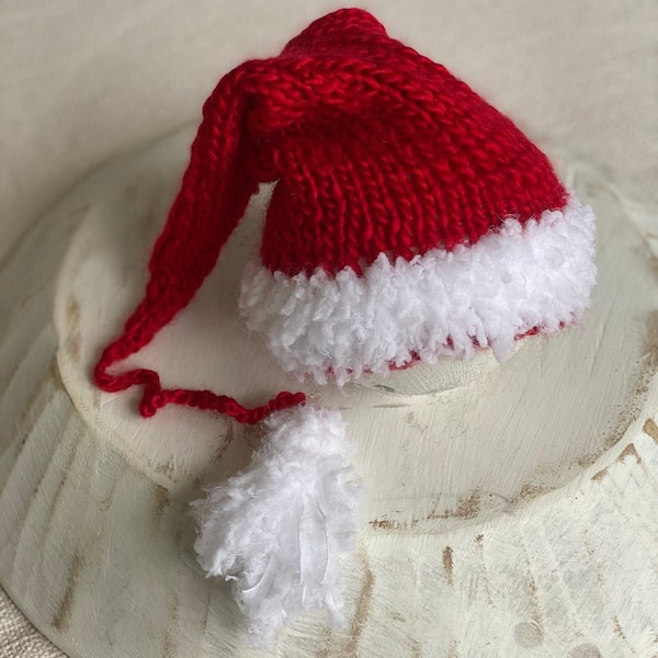 New born  Santa Sleeping Hat, Santa Hat Knitting Pattern , Knit Santa Hat, Weight 4 yarn pattern,Beginner new born knitting pattern