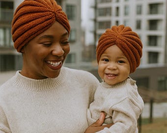Molde de turbante de tricô para mãe e filha – Faixa de cabeça fácil para iniciantes (molde em PDF)