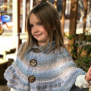 Madrid Knitted poncho pattern-Girls  Cape Knitted Pattern-  Knits for kids pattern