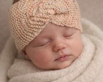 Twisted Knit Baby Headwrap Pattern, Beginner Knitting Pattern, Garter Stitch Headband