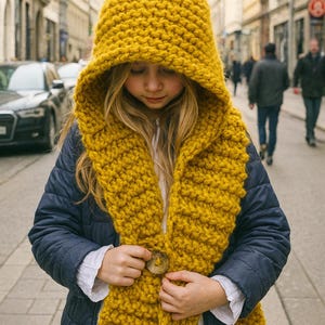 Bulky Knit Hooded Scarf PATTERN with Phone Pocket (PDF Pattern)