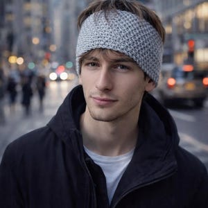 Knitted Bulky Yarn Headband Pattern: Unisex Moss Stitch Ear Warmer (PDF)
