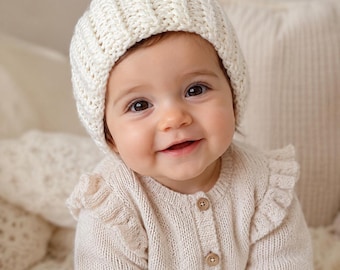 Twist Stitch Baby Beanie Knitting Pattern | Knit Flat (PDF)