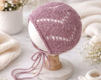 Patrón de gorro de encaje para recién nacidos / Accesorio fotográfico vintage para bebé (Patrón PDF)