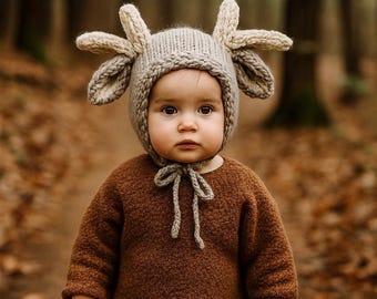 Padrão de Tricô para Gorro de Rena • Tamanhos 2–4 anos, 4–6 anos, 6–10 anos, Adolescentes, Natal Adulto