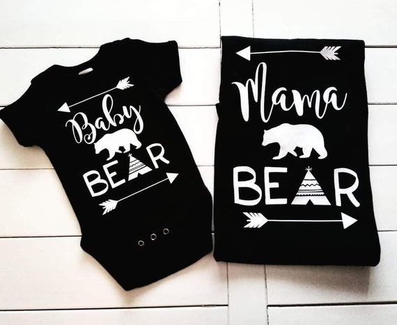 Mama Bear and Baby Bear T-shirts| Matching Mom and Mini Sets| New Baby Announcements| Family Picture Shirts| Bear| Tee Pee| Arrows