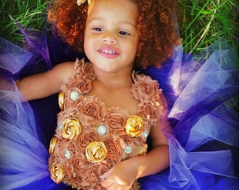 Purple and Gold Tutu Flower Girl Dress