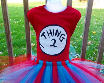 Thing 1 or Thing 2 Tutu Set- Blue and Red