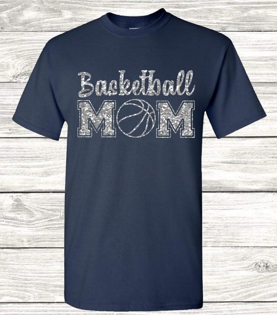 Basketball Mom with Silver Glitter, Spirit Wear, Basketball Season, School,Spirit, Basketball Mom