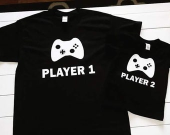 Player 1 and Player 2 Daddy and Kid Tshirt Set