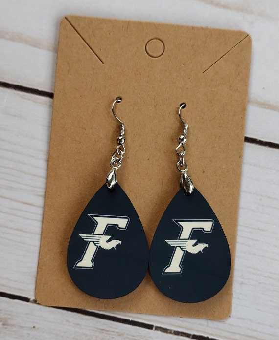 School Logo Teacher Earrings| School Spirit Wear| Game Day Earrings| Teacher's Gift| Principal Gifts| Dangle Earrings| Mascot Earrings