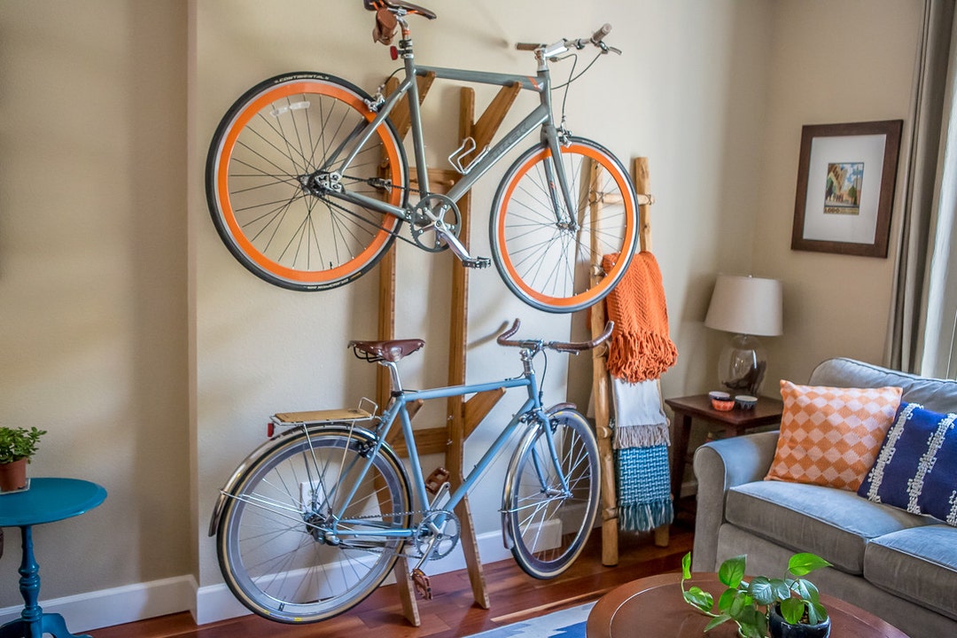 The Moose Wall Mounted Double Bike Rack Bike Shelf Etsy