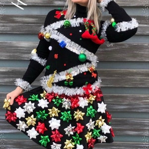 Womens santa sweater dress hot sale