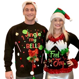 Ugly Christmas Sweater, Couples Ugly Christmas Sweater, Feel the Joy ...