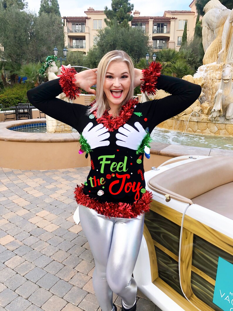 Feel the Joy Sweater Womens Ugly Christmas Sweater Ugly Etsy
