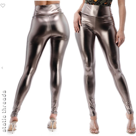 Metallic High Waist Leggings Dark 