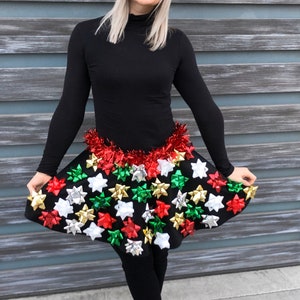 Ugly Christmas Sweater, Christmas Bow Skirt, Ugly Christmas Sweater Party, Bow Skirt FREE Shipping