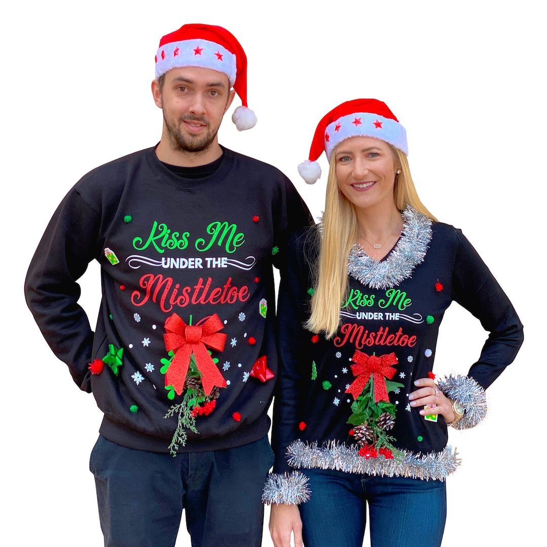 Couples Ugly Christmas Sweater Naughty Christmas Sweater Kiss Me