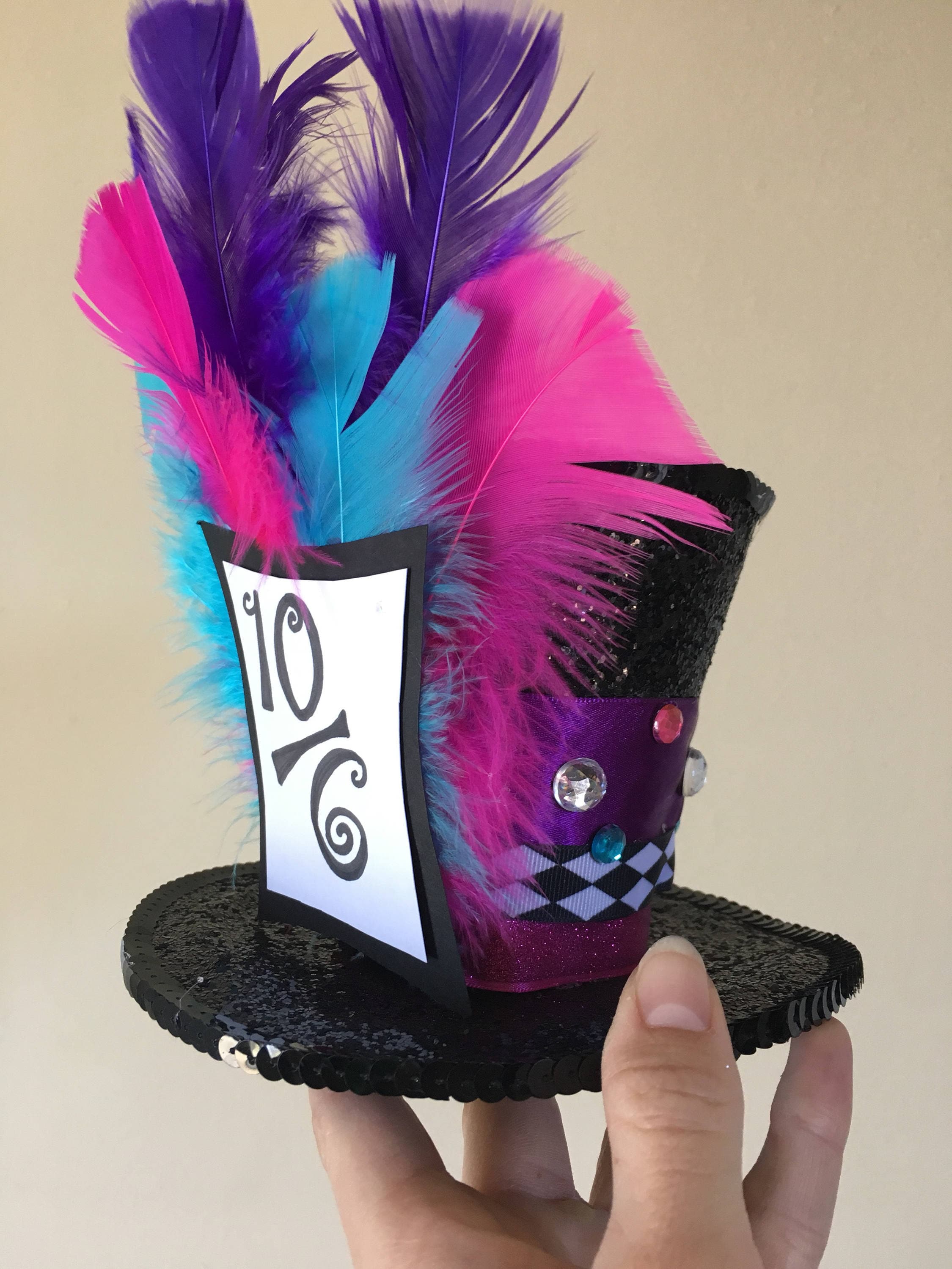 Mad Hatter Costume Hat - Mini Top Hat - Mad Hatter Costume, Mad Hat...