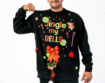 Ugly Christmas Sweater, Ugly Christmas Sweater Mens, Jingle My Bells Sweater, Christmas Sweater Party Mens