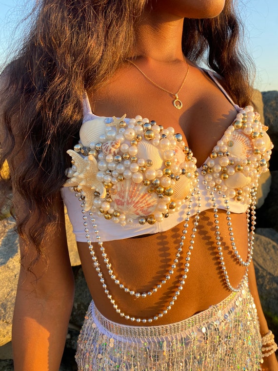 Buy White Mermaid Bra, Shell Mermaid Bra, Custom Mermaid Bra