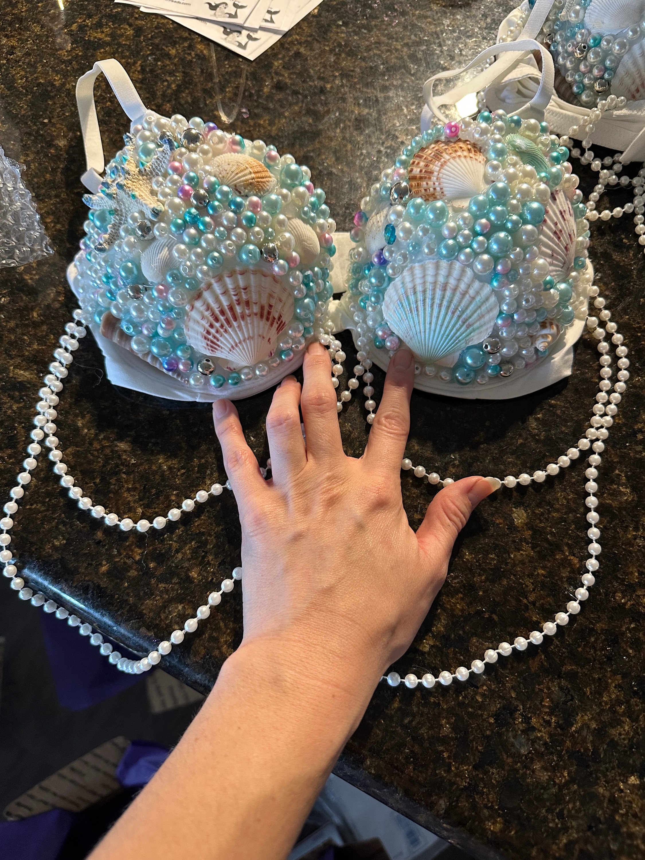 Custom White Mermaid Bra, Mermaid Costume Bra, Mermaid Costume