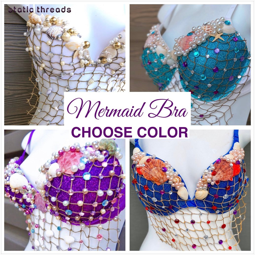 Mermaid Bra, Custom Mermaid Bra, Green Mermaid Bra, Sexy Mermaid Costume,  Mermaid Top Choose Color 