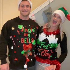 Ugly Christmas Sweater, Couples Ugly Christmas Sweater, Feel the Joy ...