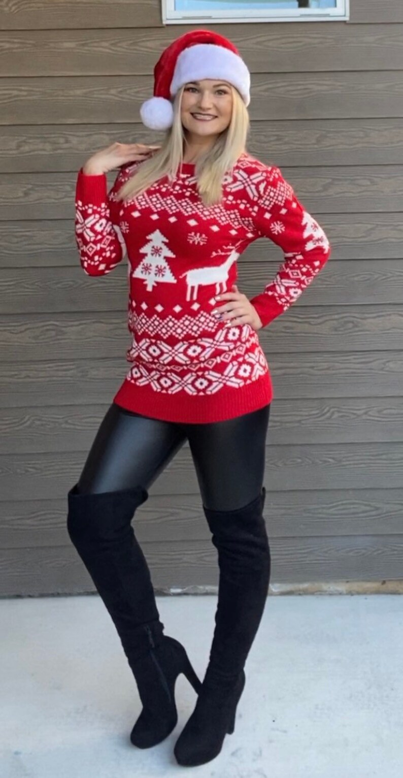 Womens Christmas Sweater Dress Christmas Sweater Dress Etsy