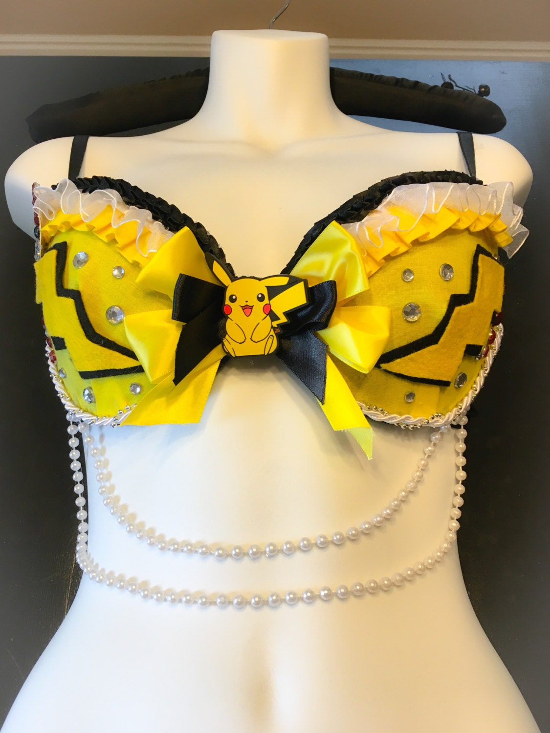 Fantasia amarela pikachu feminina, roupa para cosplay, quatro peças,  acessório sexy fofo de desenhos animados ca906