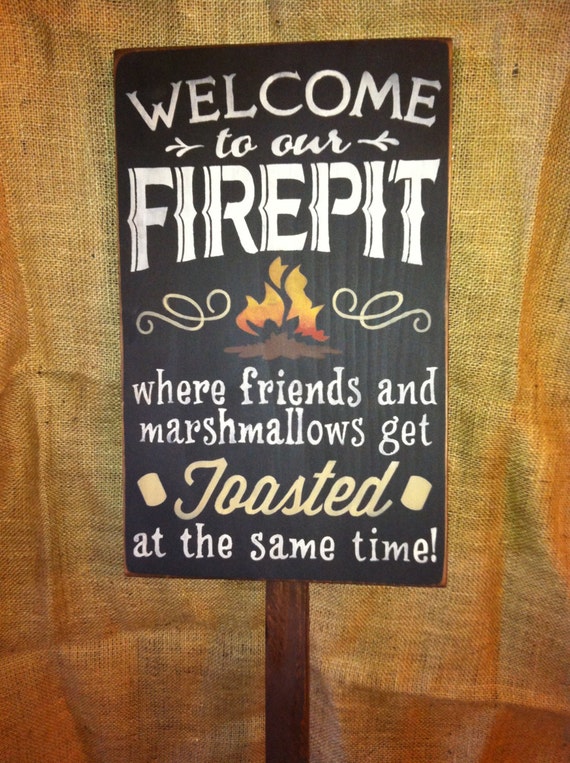 Welcome To Our Firepit Sign Campsite Bonfire Campfire Image 0