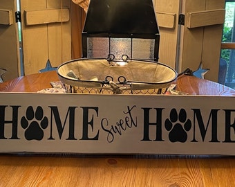 Home Sweet Home with Paw Prints - 24" Horizontal sign