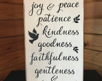 Fruit of the Spirit Sign - 24x12 Large Beautiful Sign!  Available in two different designs