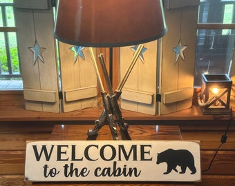 Welcome to the Cabin with Bear - 24" Sign