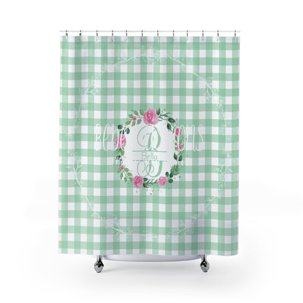 Sage Green Gingham Shower Curtain - Etsy