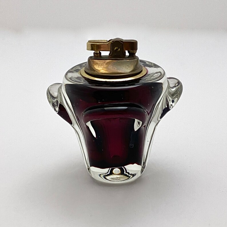 Vintage Murano Glass Table Top Lighter in Ruby Red, Genuine