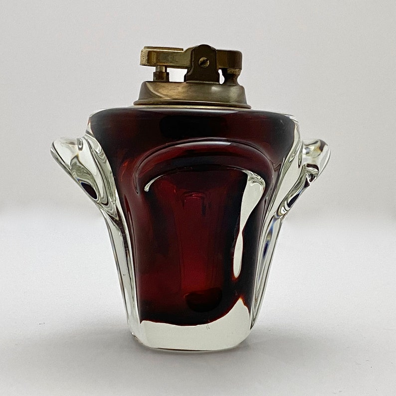 Vintage Murano Glass Table Top Lighter in Ruby Red, Genuine