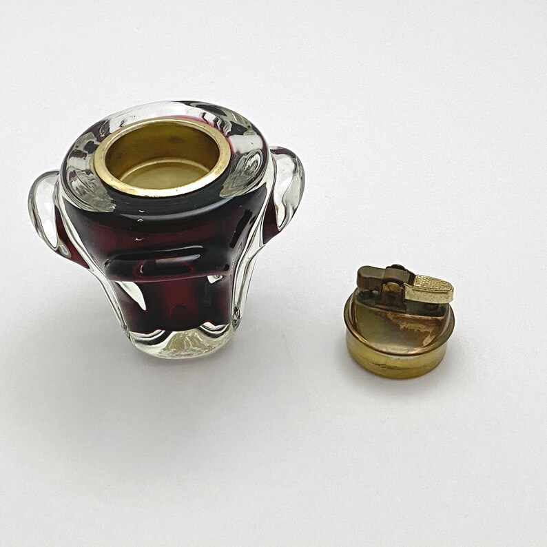 Vintage Murano Glass Table Top Lighter in Ruby Red, Genuine