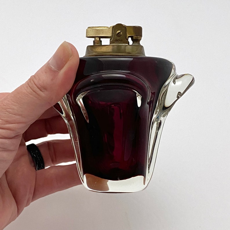 Vintage Murano Glass Table Top Lighter in Ruby Red, Genuine