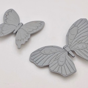 Grey Butterfly Wall Art made in Polystyrene by Dart Industries 1968, SET OF 2, Nursery Wall Decor, Wall Plaques