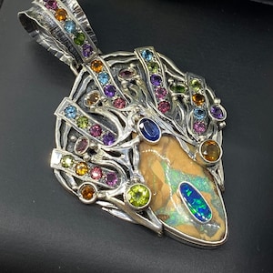 Australian Opal Gemstone pendant - Artisan Handmade pendant - Unique Design Statement Pendant - Gift for Woman - OOAK
