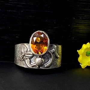 Citrine Ring in sterling silver - Artisan handcrafted ring - November Birthstone - OOAK