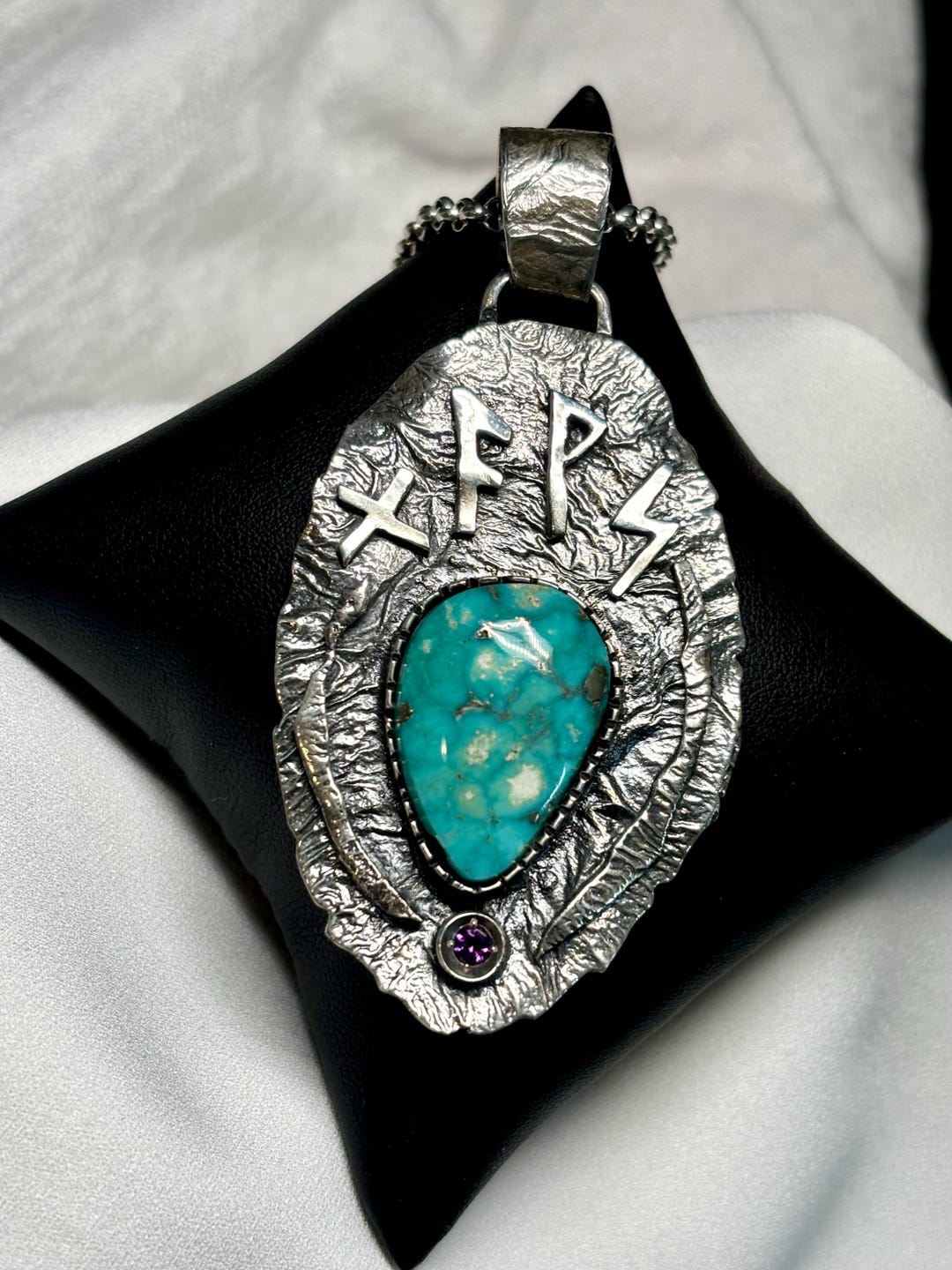 Runic Pendant Runic Turquoise Pendant - Artisan Handmade Pendant - Witch Jewelry ...