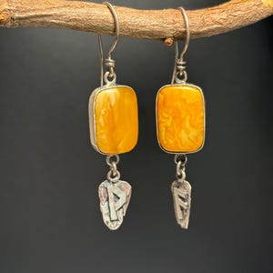 Runic Amber Earrings - Handcrafted Gemstone Earrings - Runes Earrings - Azatru Jewelry - Protection jewelry - OOAK
